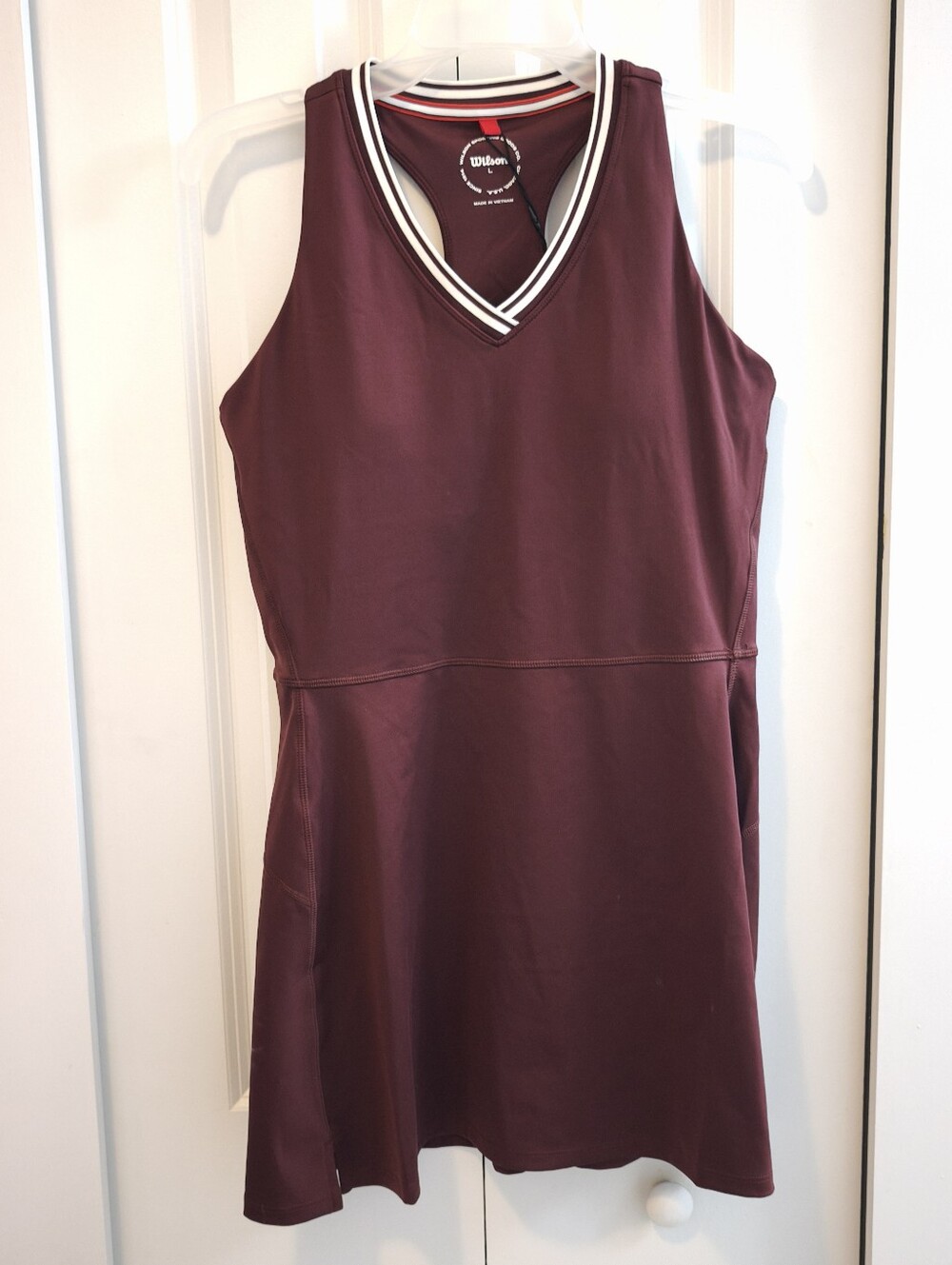 Wilson Womens Maroon Tank Tennis Dress with White and Red Trim